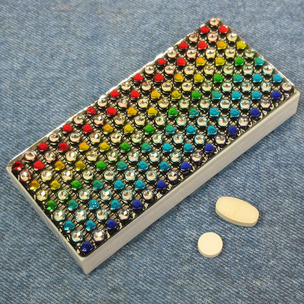 Rhinestone Rainbow Pillbox