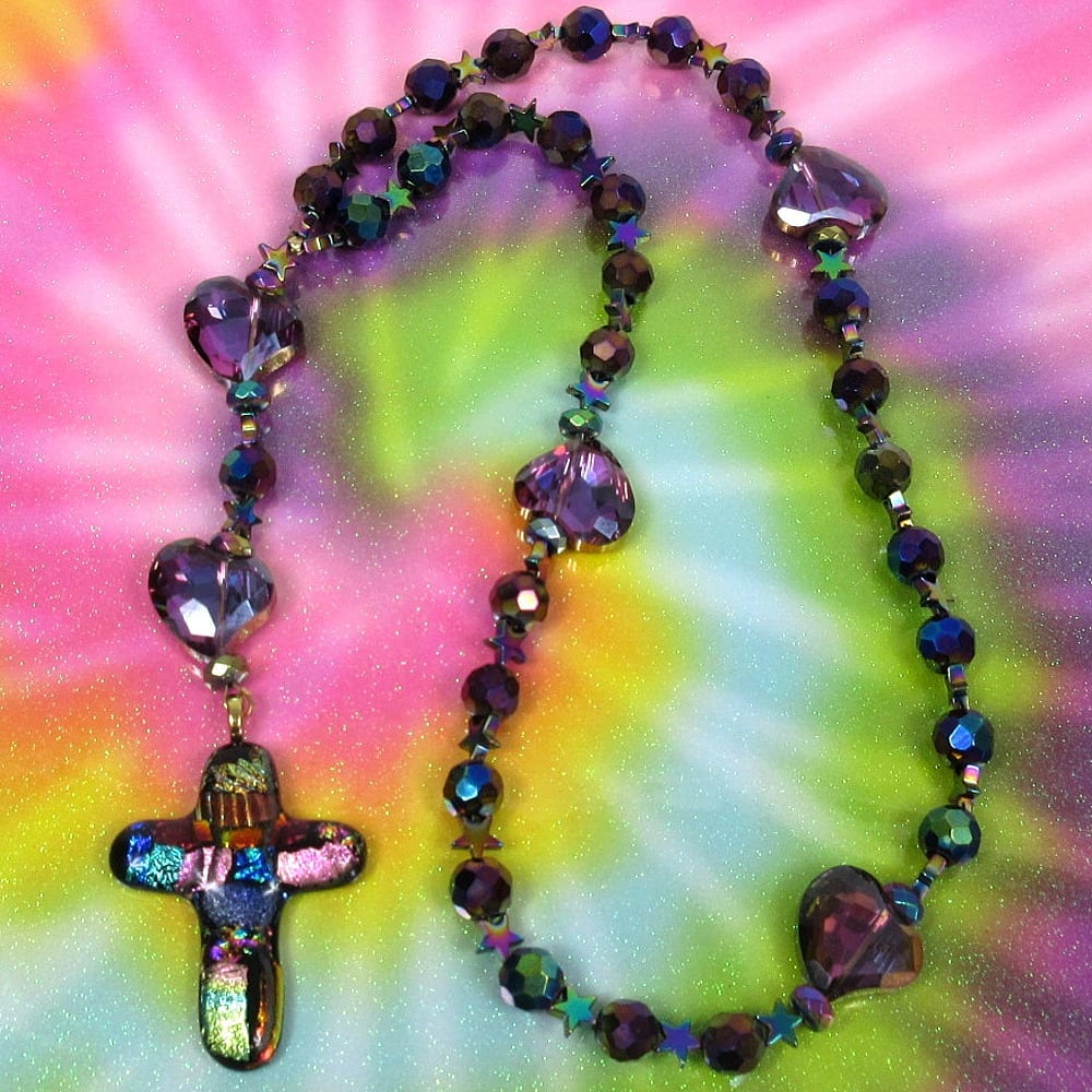 Purple Star Hearts Prayer Beads
