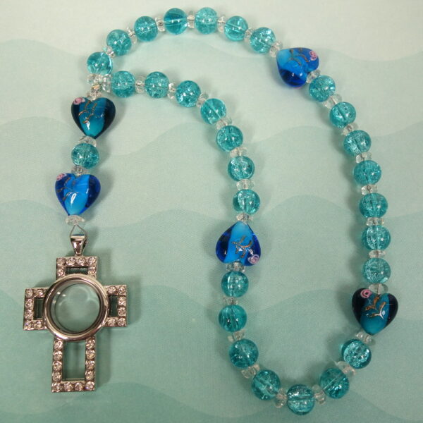Aqua Prayer Box Cross Anglican Prayer Beads