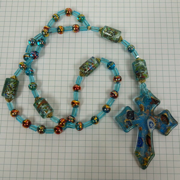 Aqua Millefiori Anglican Prayer Beads