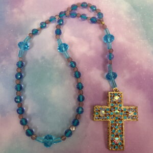 Purple Aqua Jewelled Cross Anglican Prayer Beads