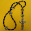 Black Golden Rhinestoned Cross Anglican Prayer Beads