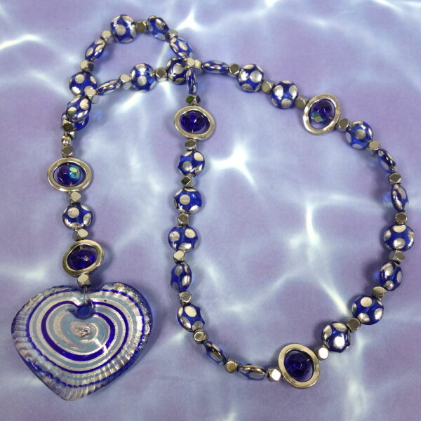 Blue Striped Heart Prayer Beads