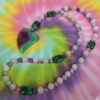 Pink Green Agat Heart Prayer Beads