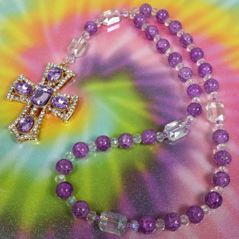 Purple Jeweled Protestant Prayer Bead Necklace Kristi Lyn Glass