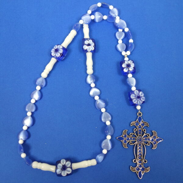 Blue Hearts Protestant Prayer Bead Necklace