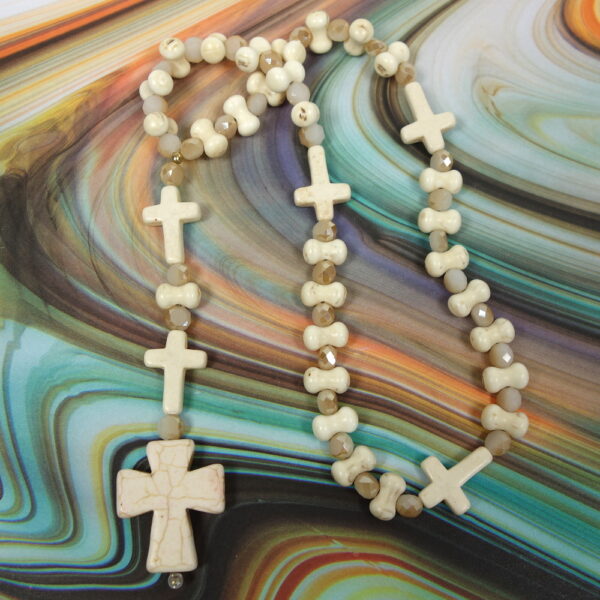 Creamy Bones N Crosses Protestant Prayer Beads