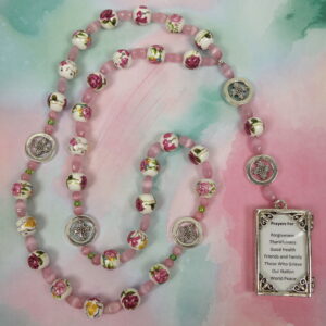 Flowered Pink Prayer Box Protestant Prayer Beads