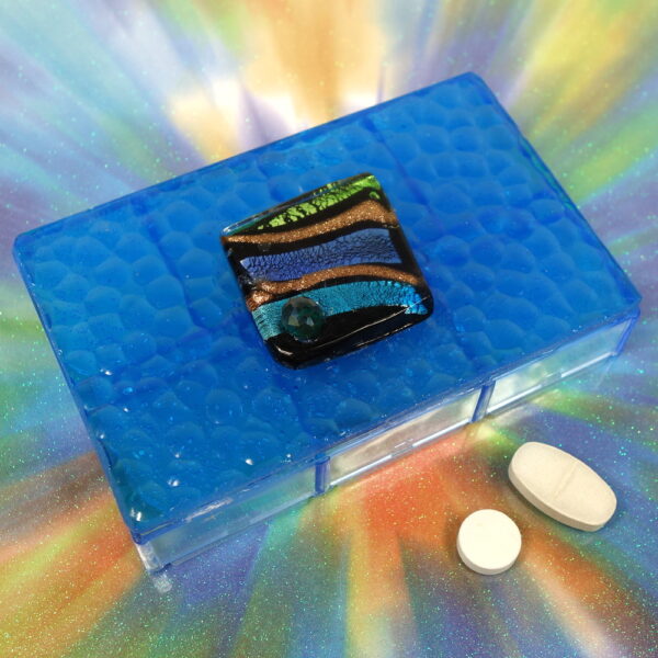 Blue Striped Dichro 7-dose Rectangle Pillbox