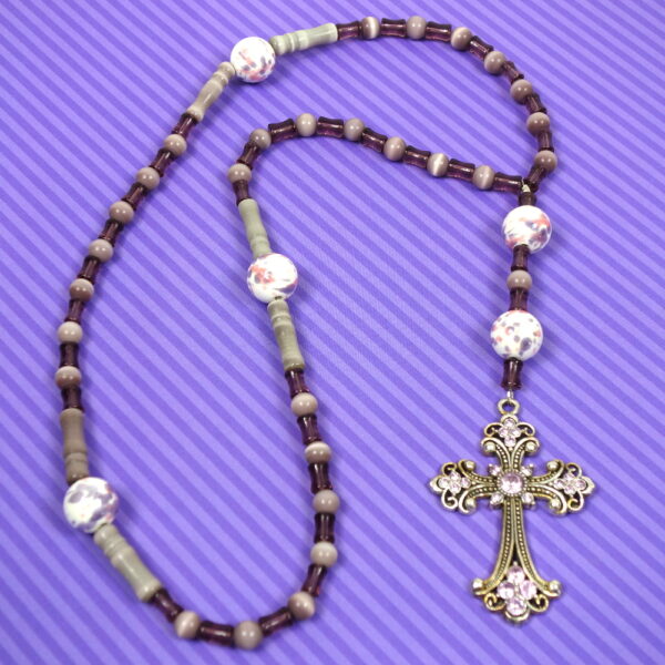 Lavender Flowers Prayer Bead Necklace