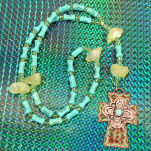 Turquoise Green Quartz Prayer Bead Necklace
