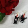 Red Black Cat Earrings