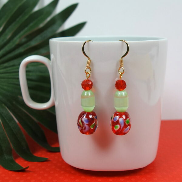 Red Green Earrings