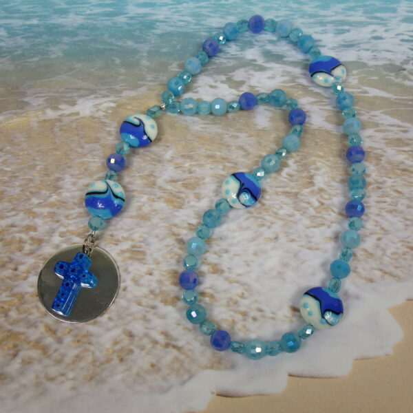 Faceted Blue Wave Prayer Beads