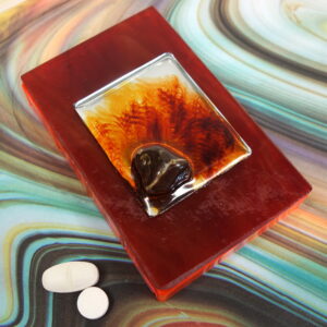 Red Mirrored Rock 7-dose Rectangle Pillbox