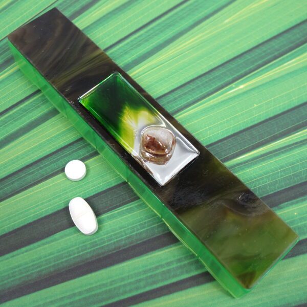 Green Mirrored Glass Large 7-dose Pillbox