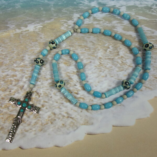 Creamy Baby Blue Prayer Bead Necklace