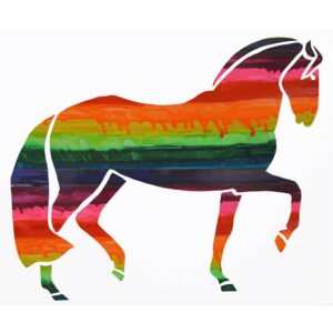 Horsey Magnet--Prancing Right Rainbow Horse