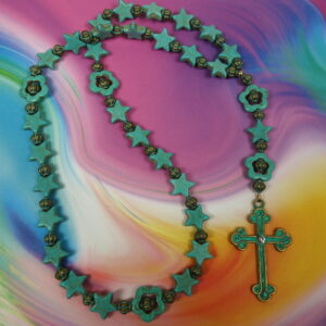 Aqua Stars Prayer Bead Necklace