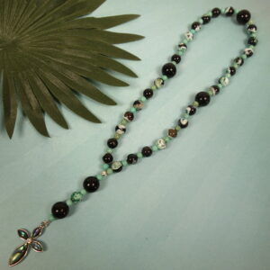 Black Aqua Agate Prayer Beads