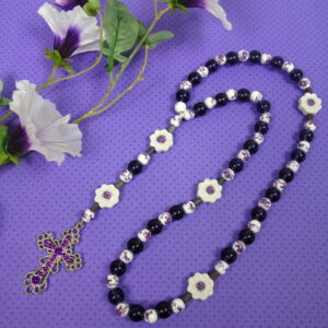 Purple Daisy Prayer Bead Necklace