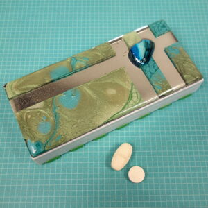 Mirrored Blue Green Stripes Medium 14-dose Pillbox
