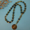 Blue Foiled Butterflies Prayer Bead Necklace