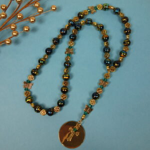 Blue Foiled Butterflies Prayer Bead Necklace