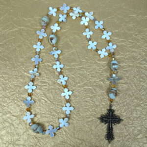 Creamy Shell Crosses Prayer Bead Necklace