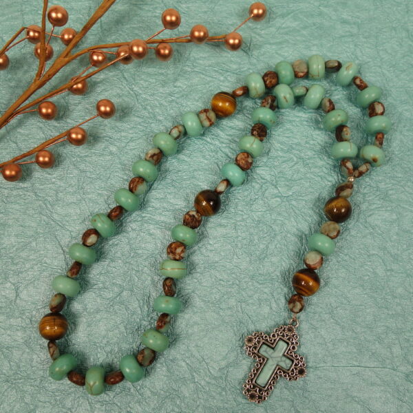 Aqua Tigereye Prayer Beads