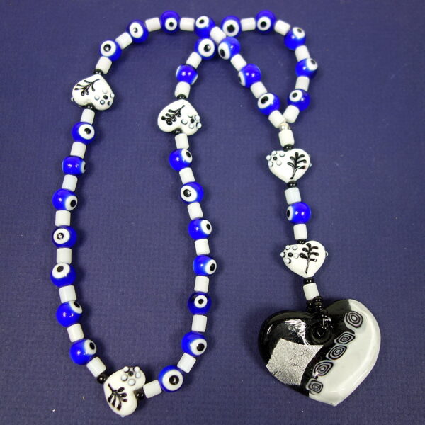 Blue-eyed Hearts Prayer Beads