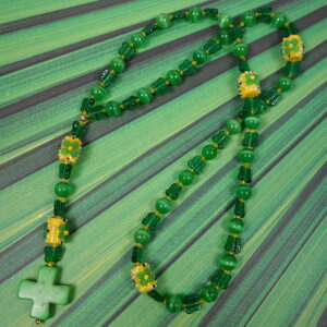 Green Butterflies Prayer Bead Necklace