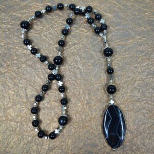 Onyx Crosses Prayer Bead Necklace
