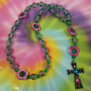 Pink Aqua Leaves Prayer Beads