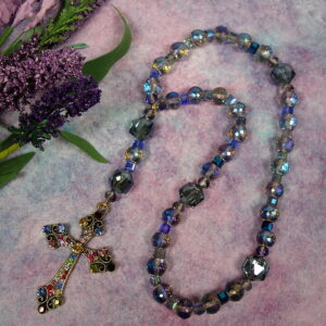 Faceted Blue Rainbow Prayer Beads