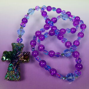 Purple Blue Rainbow Prayer Bead Necklace
