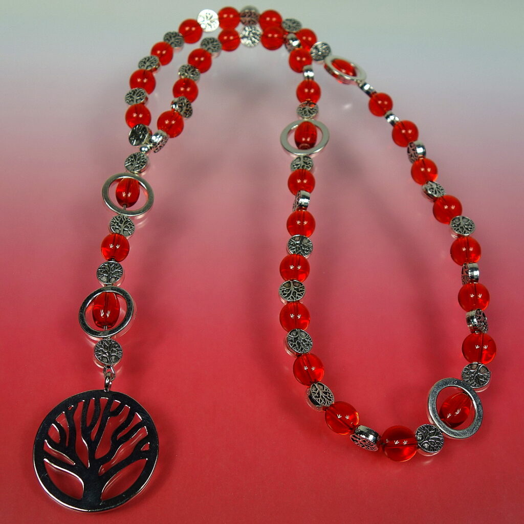 Red Trees Prayer Bead Necklace