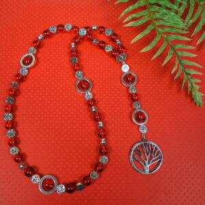 Red Trees Prayer Bead Necklace