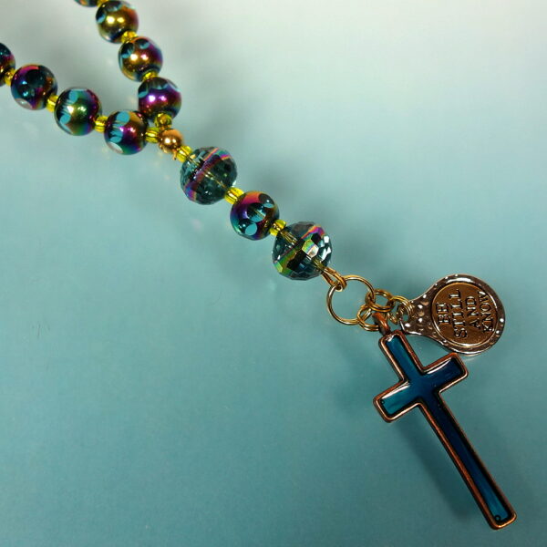 Faceted Aqua Prayer Bracelet Pendants