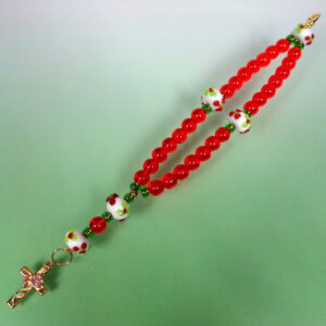 Flowered Red Prayer Bracelet