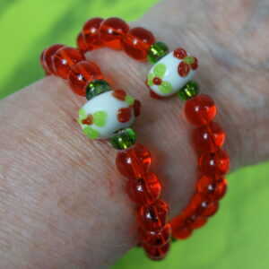 Flowered Red Prayer Bracelet