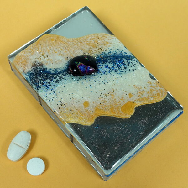 Blue Gold Ocean 7-dose Rectangle Pillbox