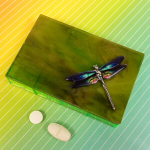 Brown Dragonfly 7-dose Rectangle Pillbox